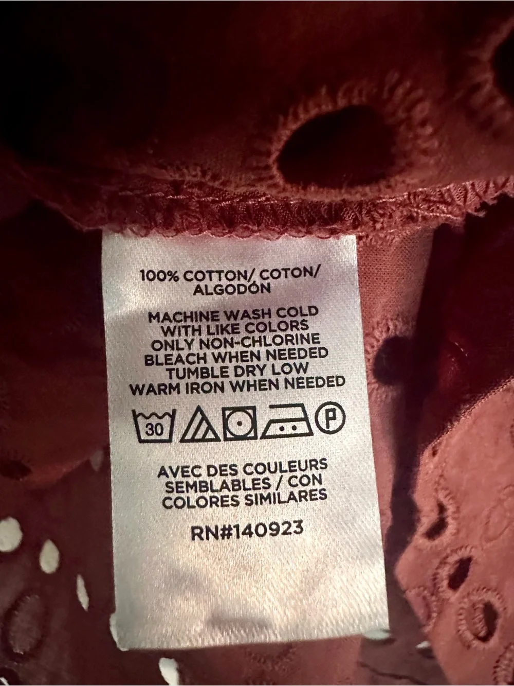 LOFT Terracotta Rust Eyelet Button-Front Blouse Top Size Small
